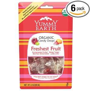Yummy Earth Organic Freshest Fruit Drops   Pack of 6  