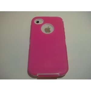  Iphone 4 4s Defender Style 3 Layer Case Hot Pink and White 