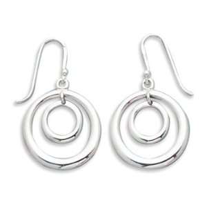  Polished Large/Small Circle Earrings on French Wire 