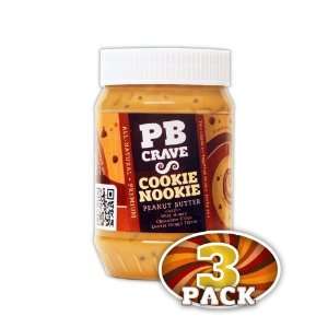 PB Crave Natural Peanut Butter, Cookie Nookie, 16oz Jars, (Pack of 3 