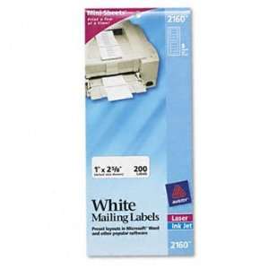  Laser/Inkjet Mailing Labels, Mini Sheet, 1 x 2 5/8, White 
