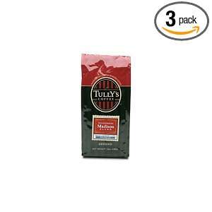 Tullys Coffee Decaf Madison Blend, Ground, 12 Ounce Bag (Pack of 3 