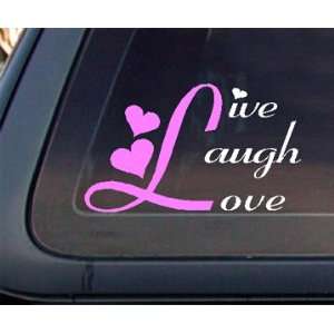 Live Laugh Love Car Decal / Sticker   White & Light Pink 