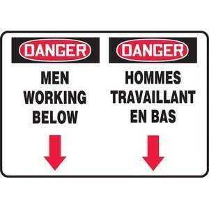 DANGER MEN WORKING BELOW (BILINGUAL FRENCH   DANGER HOMMES TRAVAILLANT 