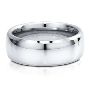Step Down Design Domed Tungsten Carbide Ring Polished Comfort Fit 8 mm 