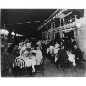  Night scene Renos Restaurant,sidewalk cafe,c1912