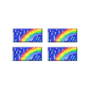 Rainbow Stained Glass   3D Domed Set of 4 Stickers 