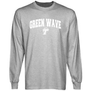  Tulane Green Wave Ash Logo Arch Long Sleeve T shirt 