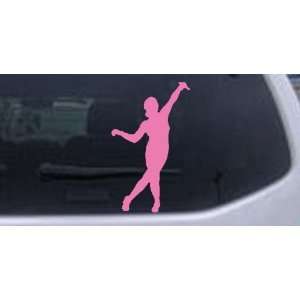 Dancer Silhouettes Car Window Wall Laptop Decal Sticker    Pink 24in X 