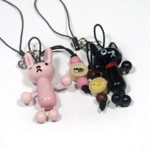  [Black Cat & Pink Rabbit]   Cell Phone Charm Strap 