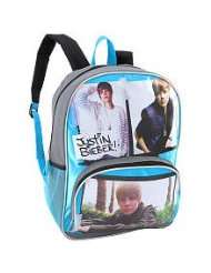 Justin Bieber Cut and Paste 16 inch Backpack   Blue and Grey