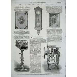  1862 Clock GrunerS Pressing Machine Stereoscope Box