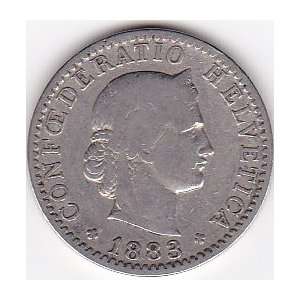  1883 Switzerland 20 Rappen Coin 