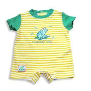   Boys Short Sleeve Striped Romper, Yellow, White, Green (Size 18Months