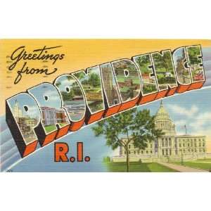  1950s Vintage Postcard Large Letter Greetings from Rhode 