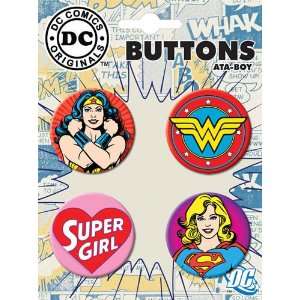 DC Comics Wonder Woman Supergirl Button Set 81195BT4