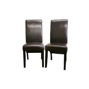  Nikos Dark Brown Leather Dining Chair Set of 2