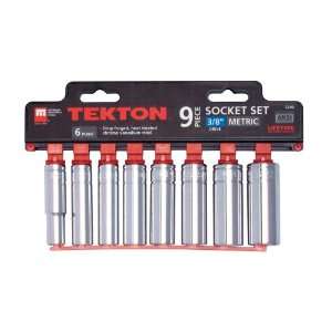  TEKTON 1240 3/8 Inch Drive Deepwell Socket Set, Metric, 9 