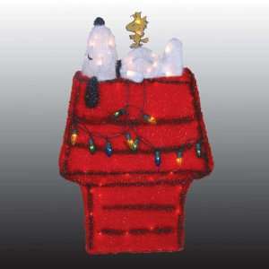    Pre Lit Peanuts Snoopy on Doghouse 3 Dimensional Christmas Yard Art