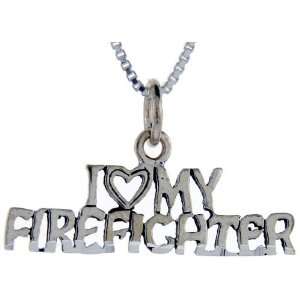  925 Sterling Silver I Love My Firefighter Talking Pendant 