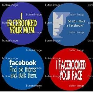  Set of 4 Facebook Pinback Buttons Pins 
