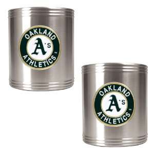  Oakland Athletics MLB 2pc Stainless Steel Can Holder Set 