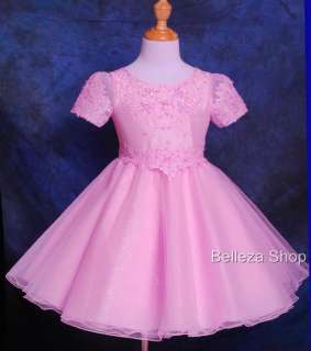 Pink Wedding Flower Girls Party Pageant Dress SZ 2T 3T  