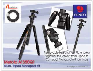 BENRO MeFoto A1350 + Q1 Alum. Tripod Monopod Kit (Black) #T203  