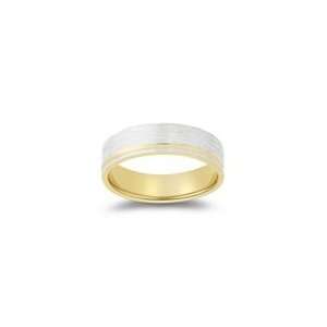  Mens Brushed Wedding Band in 18K Two Tone Gold 12.5 