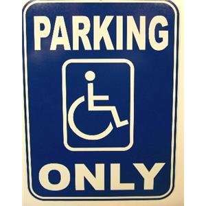  Handicap Parking Only Blue & White Aluminum Sign 