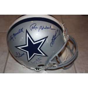  STAUBACH AIKMAN MEREDITH + 3 Cowboys Autograph Helmet 