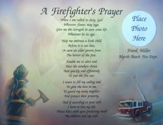 Firefighters Prayer Personalized Poem Fireman Gift  