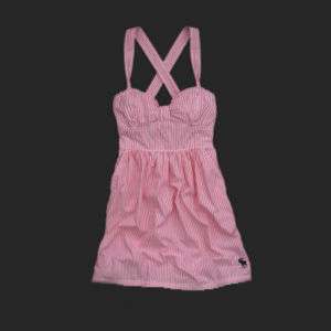 NWT Abercrombie JULIA Dress Pink Striped Women Sz XS L  