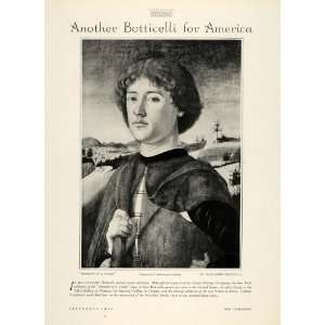  1925 Print Artist Alessandro Boticelli Young Man Portrait 