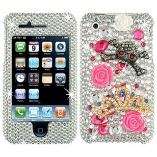 SILVER SKULL CROWN 3D BLING RHINESTONE CRYSTAL CASE COVER APPLE IPHONE 