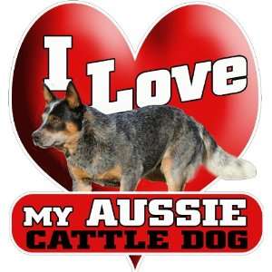  I Love My Aussie Cattle Dog Dog Bumper Sticker Automotive