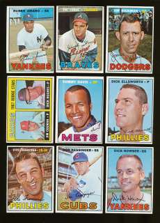 1967 TOPPS BASEBALL LOT OF 325 DIFFERENT EXMT *7709  