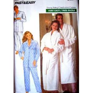  Butterick Sewing Pattern 4483 Misses and Mens Robe, Top 