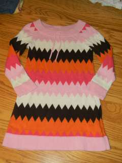 Gap Kids pink brown orange zig zag sweater dress 6 7  