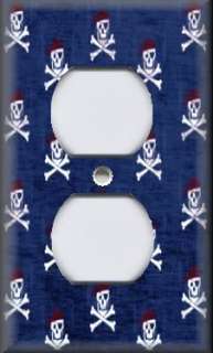 Light Switch Plate Cover   Pirate Skull And Crossbones Blue Background 