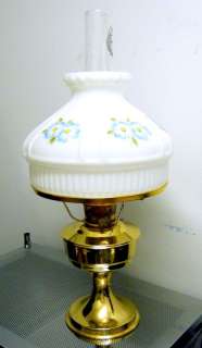 Brass Aladdin Kerosene Lamp 23 Burner Decorative Glass Shade Blue 