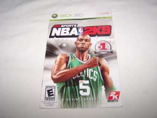 Manual ONLY for NBA 2K9   Xbox 360 Instruction Booklet  