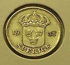 1938 Sweden SILVER 25 Ore   HIGH QUALITY   Very Nice LOOK  