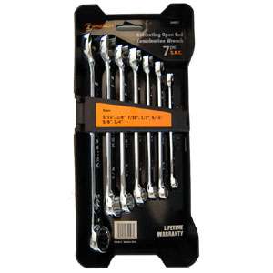   34057 SAE Combination 7 Piece Open End Ratcheting Wrench Set  