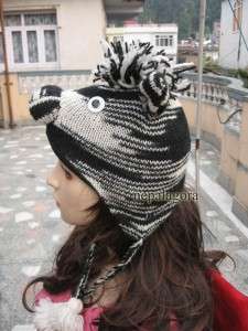  adult kids ear flap 100% wool cartoon cute hat Cap Nepal Tibet  