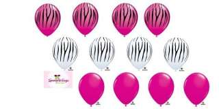 11 Hot Pink Zebra Stripe Print Wild Berry White Zebra Latex Balloon 