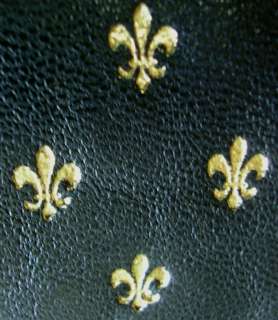 LARGE COIN PURSE ITALY GOLD TOOLED LEATHER FLEUR DE LYS NEW  