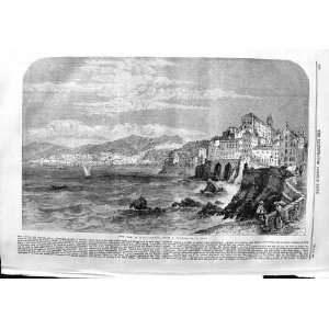   1859 WAR ITALY VIEW GENOA YACHTS BUILDINGS MOUNTAINS