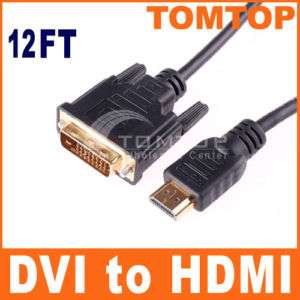 Gold DVI Male To HDMI Cable For HDTV PC LCD PS3 12Ft 4M  