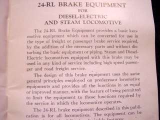 1947 WESTINGHOUSE AIR BRAKE CO 24 RL LOCOMOTIVES BRAKE EQUIPMENT OPER 